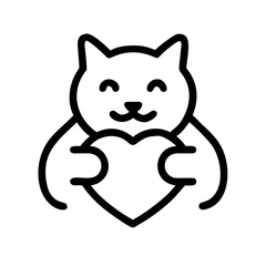 Heartfelt Pet Love Adorable Cat Holding Heart Icon for Veterinary and Animal Care Websites & Digital Designs - Expressing Affection and Pet Support