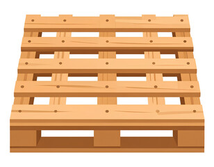 Vector Illustration of Single Wooden Pallet with Simplified Lines and Brown Tones, Transparent PNG
