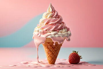 Wonderful pastel icecream cone with rose gold sparkles honey