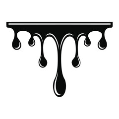 Black liquid dripping from a horizontal line drops fluid