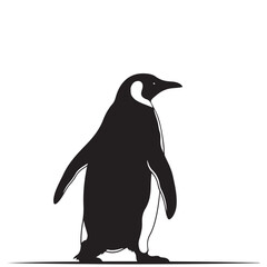 Emperor penguin illustration, isolated black and white vector silhouette