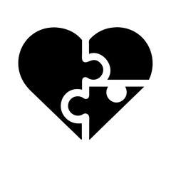 Heart with Puzzle Piece Icon Symbol of Connection, Love, and Completeness, ideal for Relationship and Emotional Health Designs