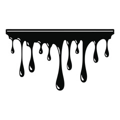 Black liquid dripping from a horizontal line drops viscous