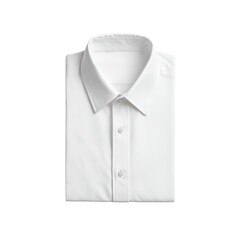 Neatly folded white dress shirt with classic collar and single front button, ideal for formal events and business wear on transparent background