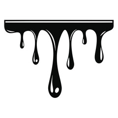 Black liquid dripping from a horizontal line viscous fluid