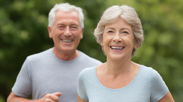 Active seniors enjoy a joyful moment outdoors, embracing health and happiness through exercise and companionship. - Powered by Adobe