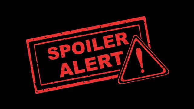 video animation rubber stamp spoiler alert text concept icon, on a transparent background with alpha channel set to zero