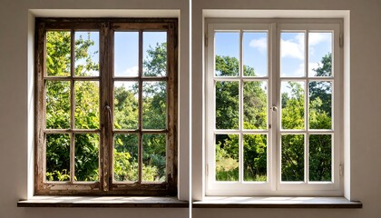 Renovated window, before and after