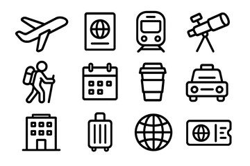 Travel and transport icon collection: flat design for modern journey adventures
