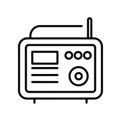 Retro style vintage radio icon vector with cassette player and buttons on white background