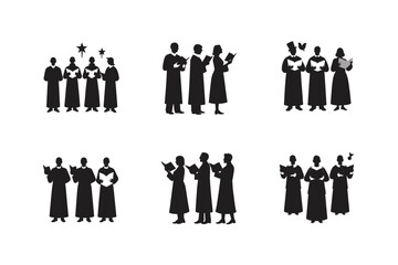 people singing carols silhouette vector art