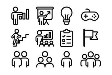 Fototapeta premium Minimalist icon set for business and communication themes