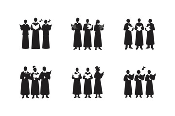 people singing carols silhouette vector art