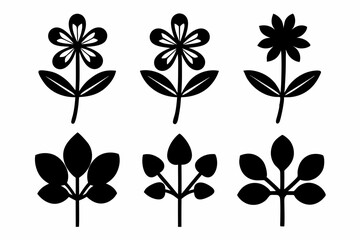 6-Icon Purslane Bundle Black Silhouette Vector Art Set