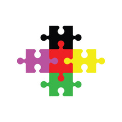 colorful Puzzle Pieces Icon Set – Clean Jigsaw Vector for Business, Infographic and Problem-Solving Designs.