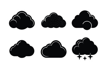 A set of cloud silhouette vector art illustration