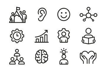 Minimalist outline icons for business and personal development