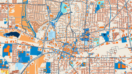 Colorful Longview Street Map with Labels and Buildings
