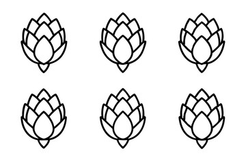 Artichoke Icon Set 6 Unique One-Line Vector Illustrations