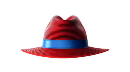 Red and blue striped hat design with wavy texture