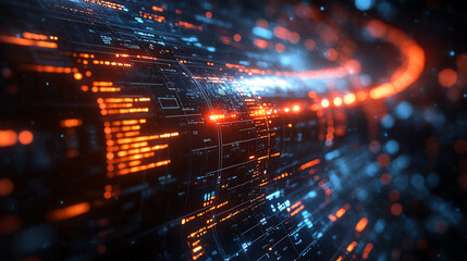 Futuristic digital background with glowing lines and data streams. Perfect for technology and innovation themes.