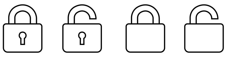 lock vector icon set. open or closed illustration sign collection. door symbol. unlock logo.