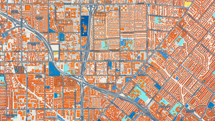 Obraz premium Colorful Tustin Street Map with Labels and Buildings