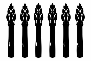 Asparagus 6 Icon Bundle Black Silhouette Vector Set
