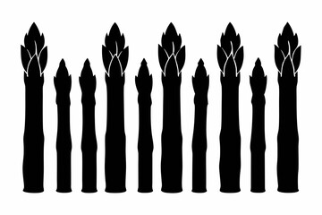 Asparagus 6 Icon Bundle Black Silhouette Vector Set