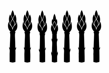 Asparagus 6 Icon Bundle Black Silhouette Vector Set