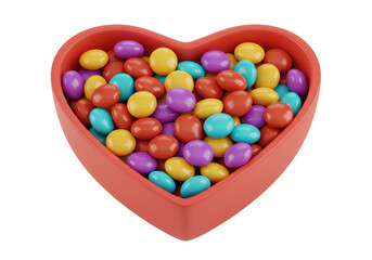 Isolated Heart Shaped Candy Dish Colorful Chocolates