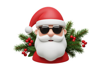 Isolated Cool Santa Sunglasses Christmas Branches Berries