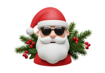 Isolated Cool Santa Sunglasses Christmas Branches Berries