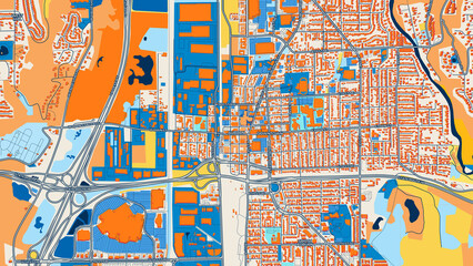 Obraz premium Colorful Auburn Street Map with Labels and Buildings