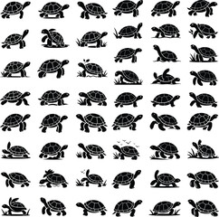 Tortoise Silhouette, Turtle Vector Art, Reptile Clipart, Wildlife Animal Outline, Cute Turtle Design