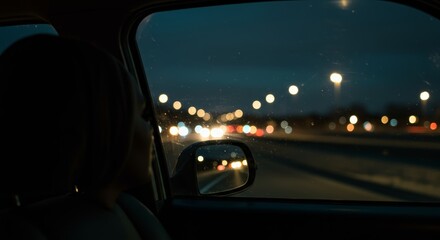 Night Drive City Lights Blurred View from Car Window