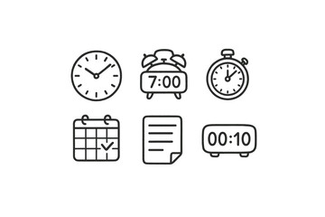 hand drawn cute doodle style isolated punctuality analog clock face punctuality digital alarm bell punctuality timekeeper stopwatch punctuality calendar reminder punctuality timesheet