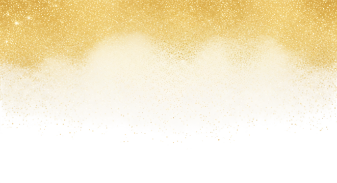 Illustration of golden glitter sparkles and shimmers on a transparent background creating a luxurious and festive effect