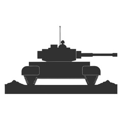 Fototapeta premium Black vector silhouette illustration of a military tank, armored vehicle, or construction machine