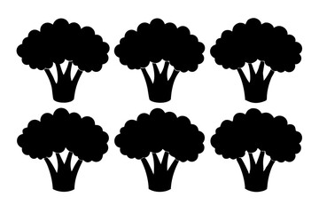 Black Silhouette Broccolini Icons - Vector Collection