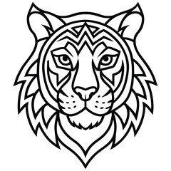 Tribal tattoo design featuring a wild feline head: a powerful symbol of nature's untamed spirit