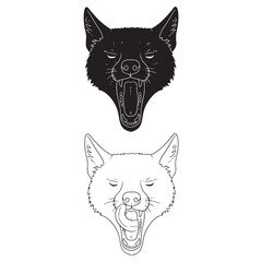 Sophisticated Aardwolf Side View Art - Matching Silhouette and Clean Lineart - Aardwolf silhouette - Aardwolf lineart - Aardwolf vector - silhouette & lineart of Aardwolf

