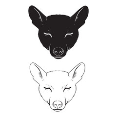 Graceful Aardwolf Ear and Snout Render - Bold Silhouette and Intricate Lineart - Aardwolf silhouette - Aardwolf lineart - Aardwolf vector - vector set of Aardwolf

