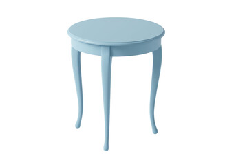 Isolated Light Blue Round Table with Elegant Legs