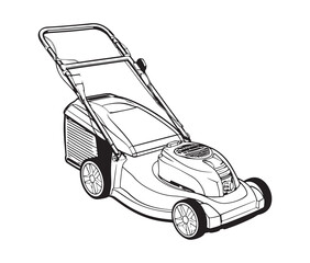 Electric lawn mower line art.