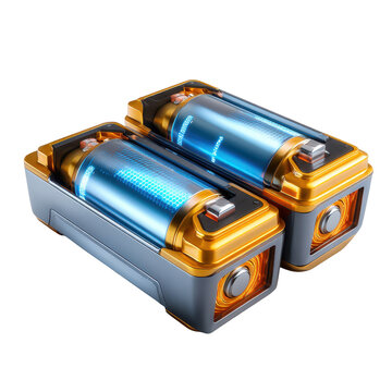 Innovative rechargeable batteries with futuristic design and glowing indicators for modern technology