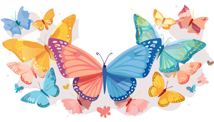 Collection of butterfly silhouette icon vectors in elegant flat style on white background, perfect for nature designs, beauty logos, eco branding, and spring-themed illustrations
