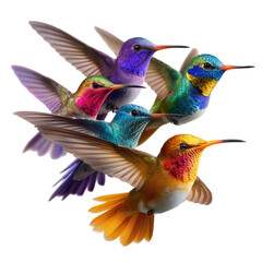 Obraz premium Colorful hummingbirds in flight display vibrant feathers and graceful movements in a natural setting during daylight hours