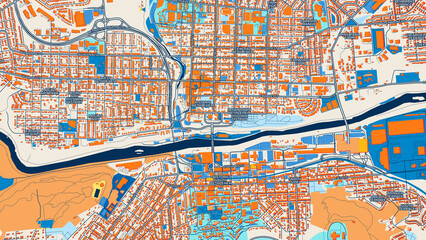 Obraz premium Colorful Bethlehem Street Map with Labels and Buildings