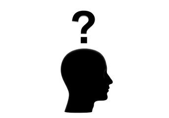 Isolated Human Head With Question Mark